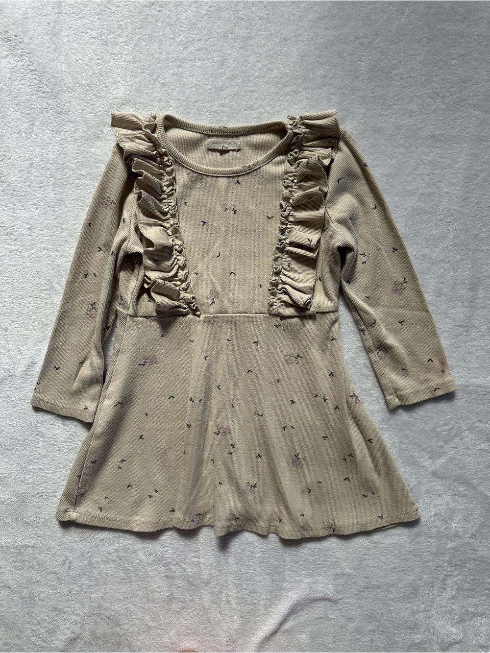 Grayson Collective Floral Ruffle Dress Toddler Girls Size 4T Long Sleeve Ribbed